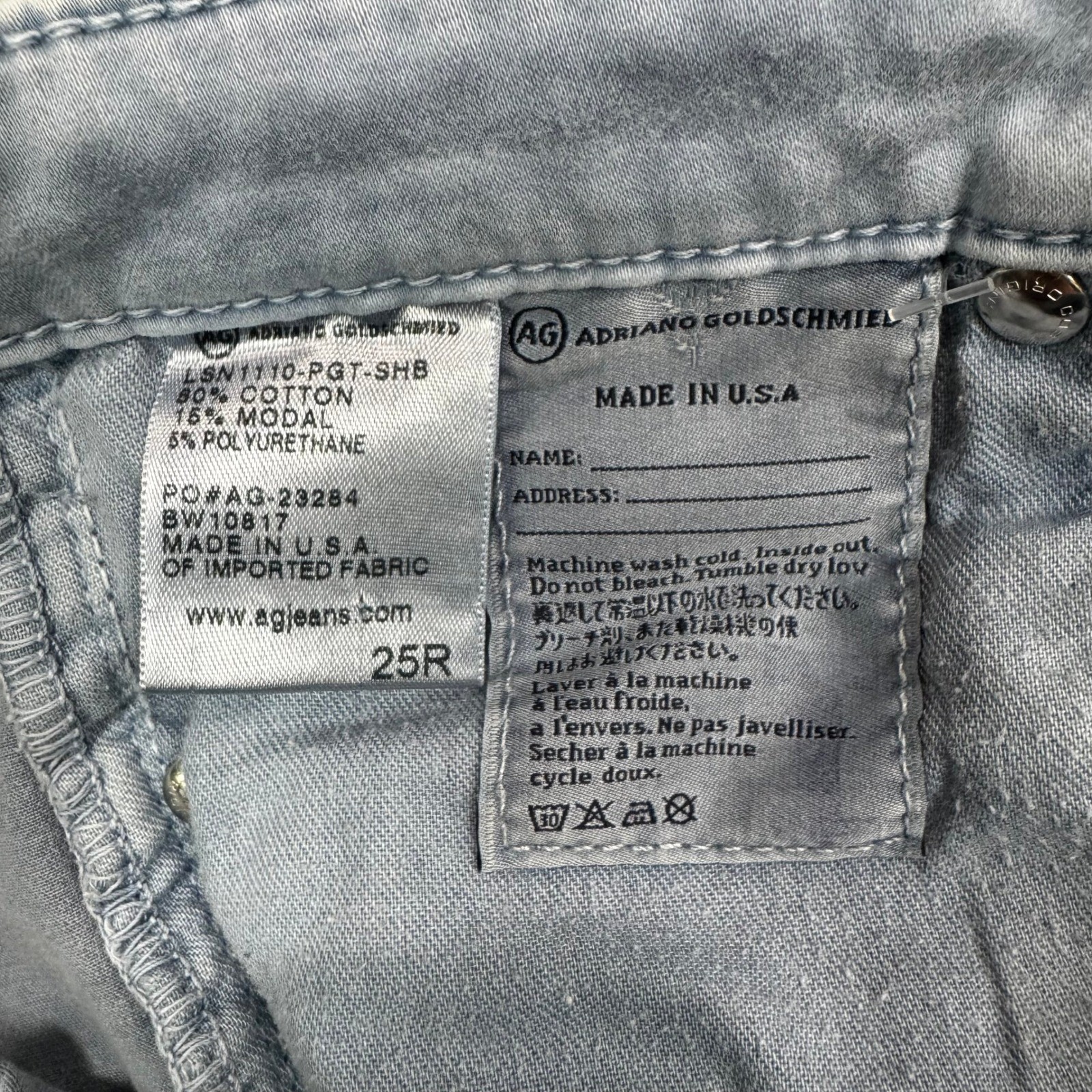 AG Adriano Goldschmied The Stilt Cigarette Leg Jeans Light Women's 25R Low-Rise