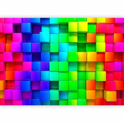 3D OPTIK 3D EFFEKT BUNT Fototapete Vlies Tapete xxl Wandtapete mehrfarbig Kubus