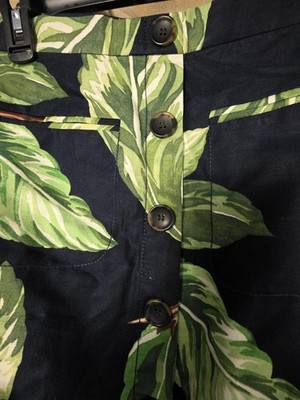 Ann Taylor Women's Tropical Floral Leaf Print Button-Front Mini Skirt Size 2