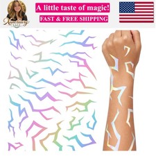 Iridescent Pattern Temporary Tattoos  3 Sheets Holographic Fantasy Energy Pa...