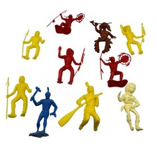 Vintage MPC  Plastic Cowboys / Indians Toy Figures 2.5" Lot of 10
