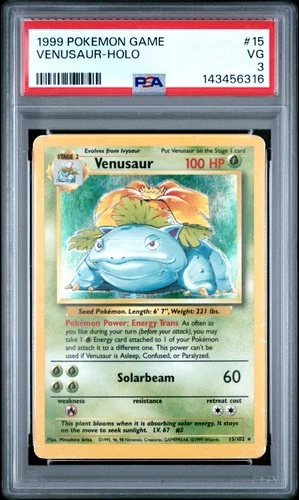 1999 POKEMON BASE SET UNLIMITED #15 VENUSAUR-HOLO PSA 3