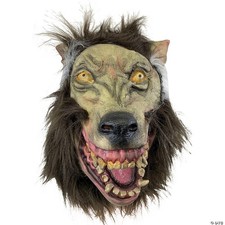 Deluxe Werewolf Halloween Mask Latex Full Head Brown Hair Morris Costumes 86