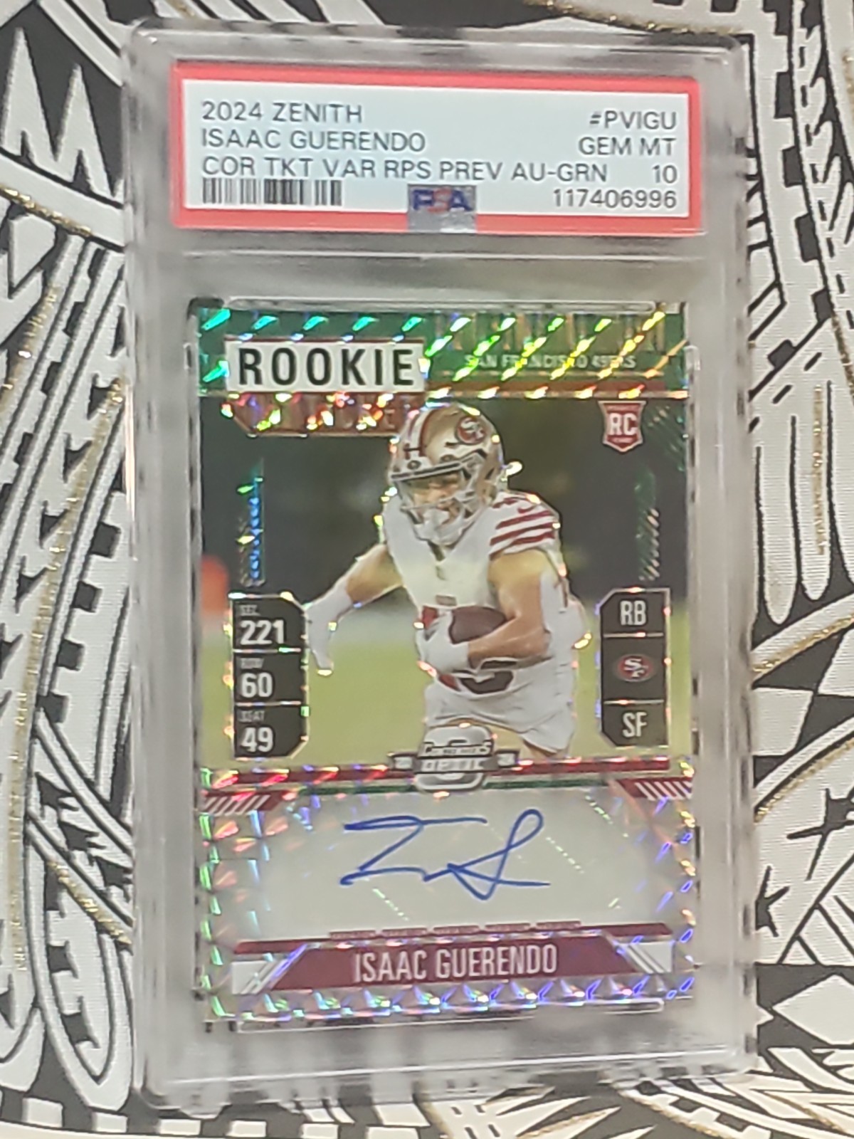 Isaac Guerendo 2024 Optic Rookie Ticket Auto GREEN 9/24 PSA 10 GEM MINT 49ers