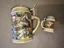 Gro&szlig;er & kleiner Bierkrug - Bierseidel  - K&ouml;ssinger mit Zinndeckel & BMF