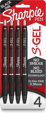 Sharpie S-Gel Gel Pens Ultra Fine Point 0.38mm Black 4 Count