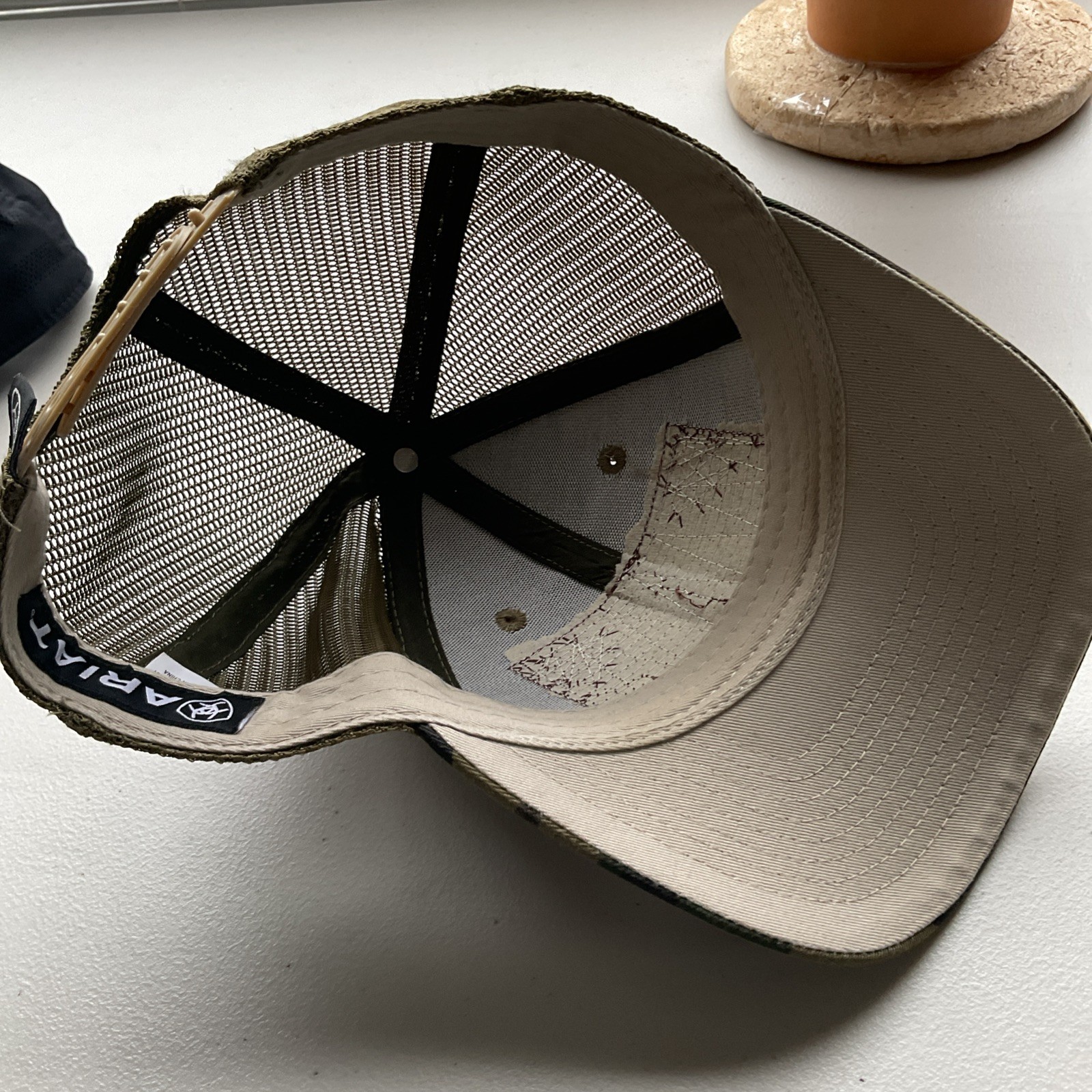 Ariat Flag Patch Trucker Baseball Hat Cap Green C… - image 5