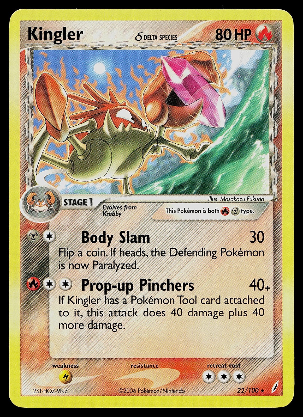 Pokemon Card - Kingler Crystal Guardians 22/100 Rare Non-Holo