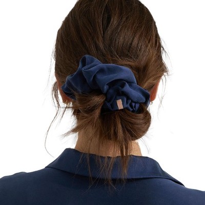 Washable Mulberry Silk Scrunchie Deep Blue Hair Tie One Size Fits Most