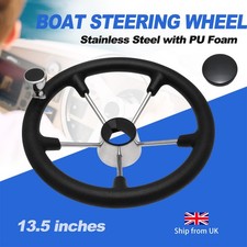 Boat Steering Wheel Marine Steering 5 Spoke Black Foam Grip Knob 13-1/2''