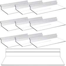 10 Pack 4 x 10 Inch Slatwall Shelves Hanging Accessories Clear Slatwall... 