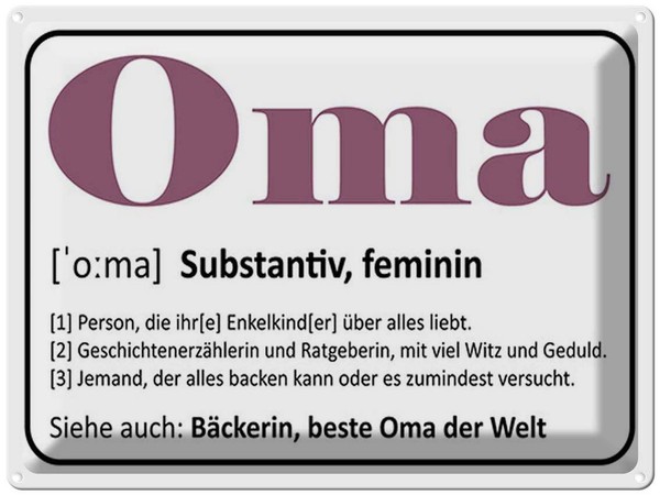 Blechschild 30X40 Cm Oma BäCkerin Beste Welt Spruch Zitat Deko Geschenk Metall S-image