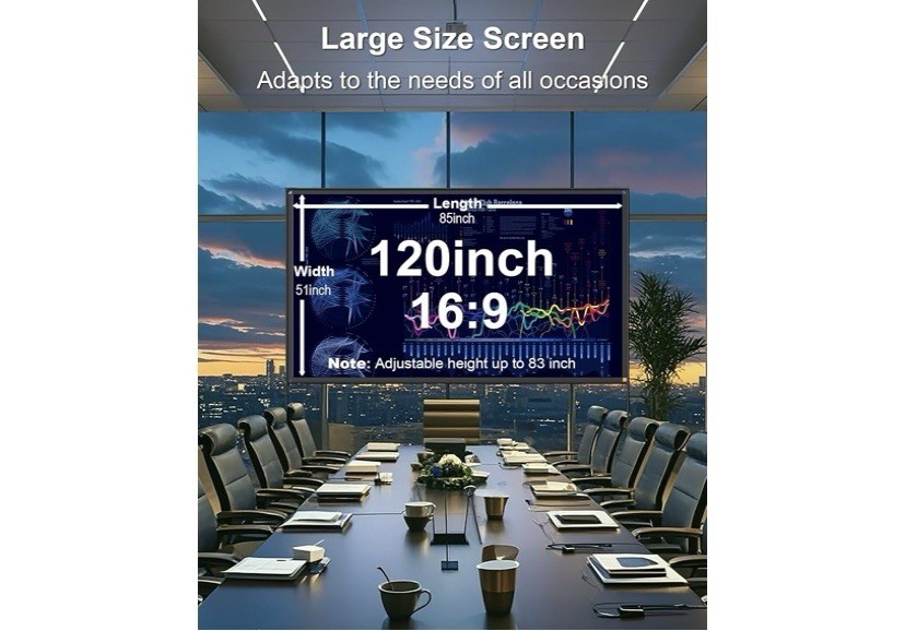 Projector Screen with Stand 120 Inch, Portable 16:9 4K HD Movie Screen