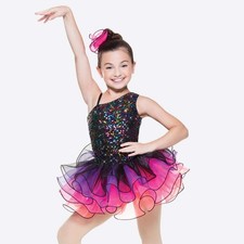 Dance Costume Revolution RC18539 Medium Child Pink Orange Tutu Jazz Tap Pageant
