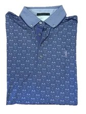 GREYSON Men's Button Down Collar Golf Polo Shirt, Size Large, Purple Geometric