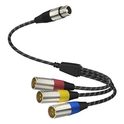XLR Splitter Cable, Gold Plated Balanced 3 Pin XLR 3 Male to 1 Female Splitte...