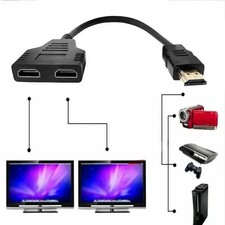 4K HDMI Cable Adapter Male To Dual Female 2.0 Converter 1 in 2 out Y Splitter TV