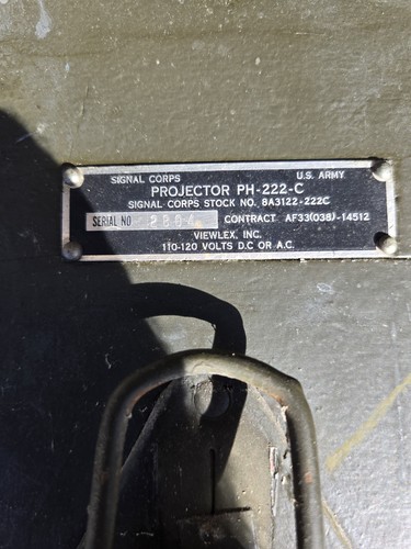 US Army Signal Corps WWII PH-222-C Projector w/Case - Picture 4 of 5