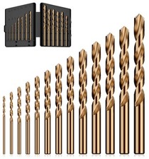 Cobalt Drill Bit Set 13Pcs M35 High Speed Steel Jobber Length Drill Bit Kit f...