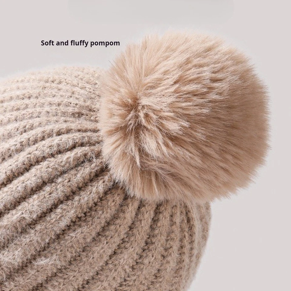 3 en 1 Mujer Tejido Gorro Sombrero Forrado de Vellón Invierno Bufanda Máscara Conjunto Gorras para Nieve Regalos Foto 4 de 4