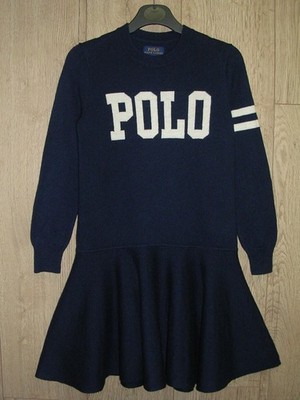 Ralph Lauren Polo Mädchen Merinowolle Skater Stil Pullover Kleid Alter 7 122 cm