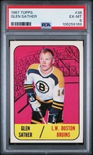 Glen Sather 1957 Topps #38 Rookie Card PSA 6 Bruins/Oilers HOF Legend