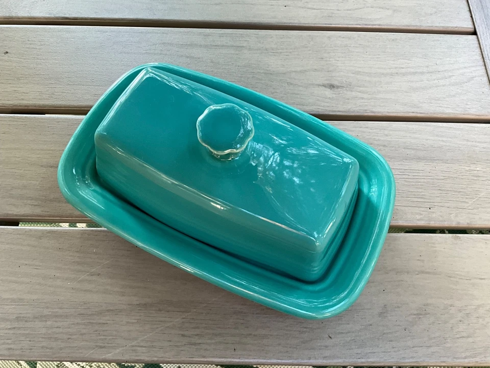 Fiesta® Extra Large (XL) Covered Butter Dish | Turquoise Made In USA - Image 2 of 4