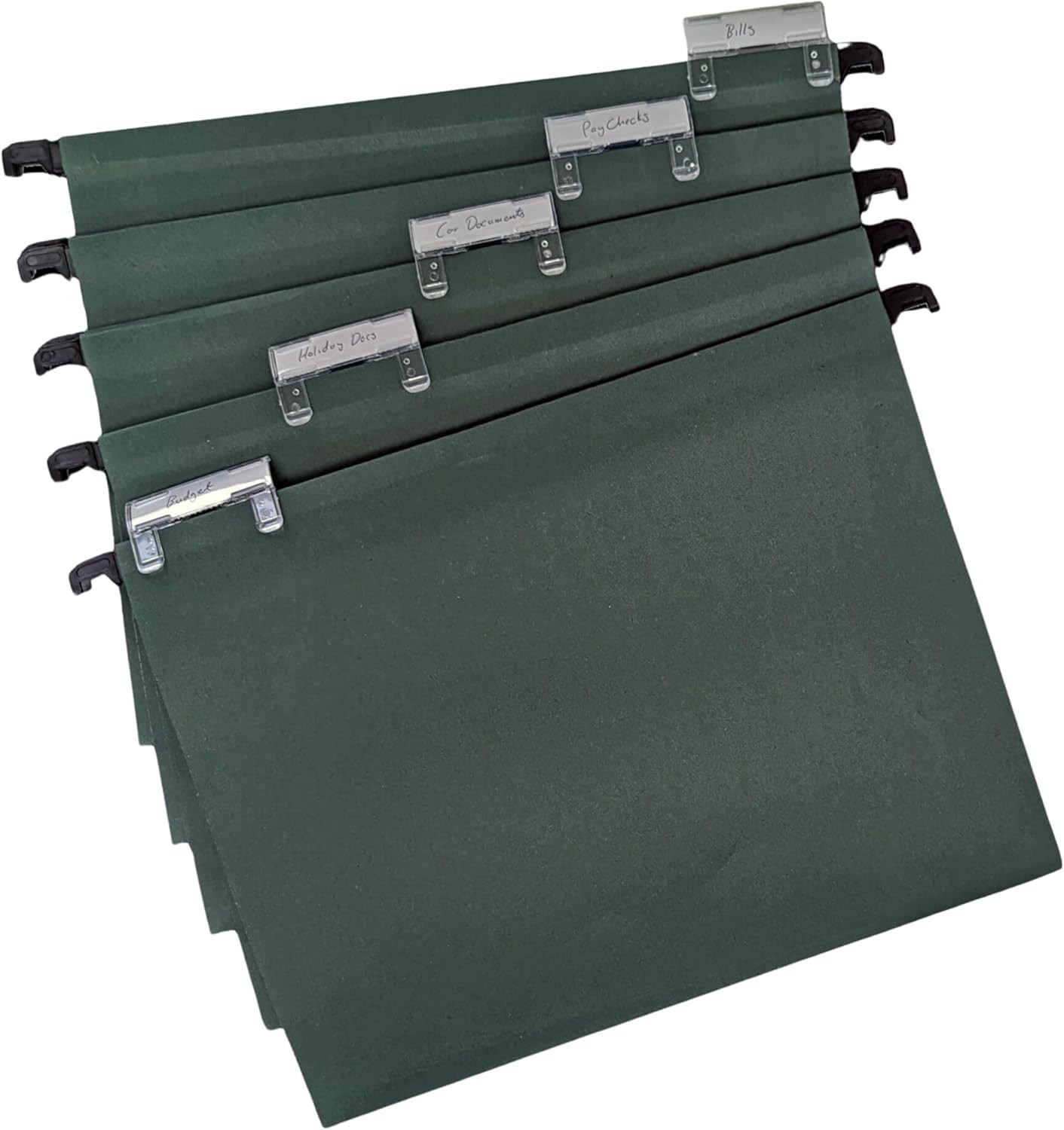 10 Pack A4 Manila Suspension Files Green With Crystal File Tabs