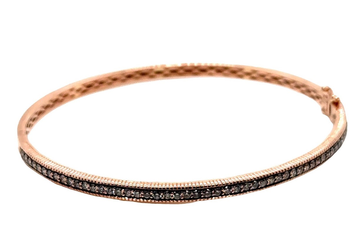 LeVian 14k Rose Gold Chocolatier Bangle 1ctw Diamond Strawberry Gold ESTATE