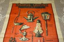 Vintage Linen Bonheur Tea Towel Colonial Lighting Unused Kay Dee - No Label
