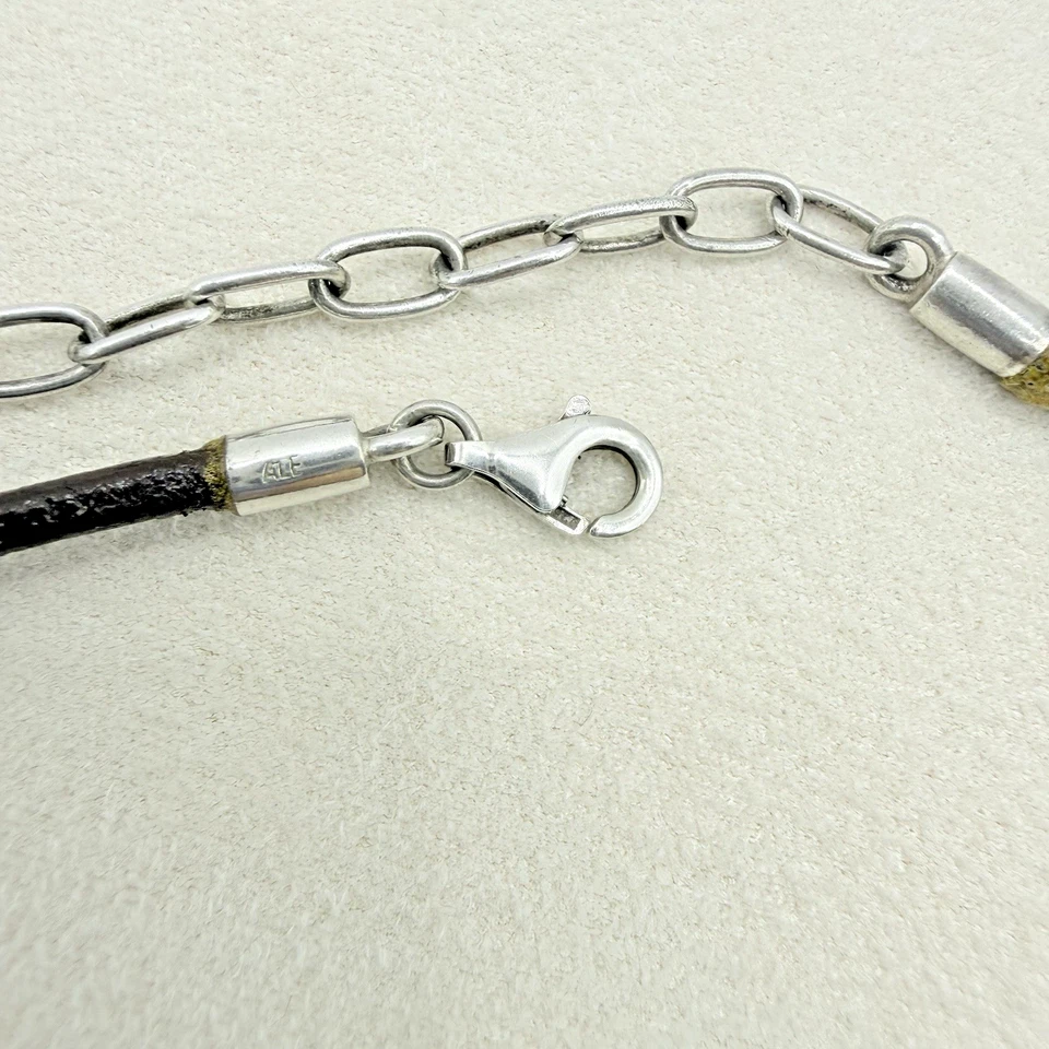 Pandora Collar de Cordón de Cuero Negro Ajustable 15.5-18 pulgadas de Largo Apilable Foto 3 de 4