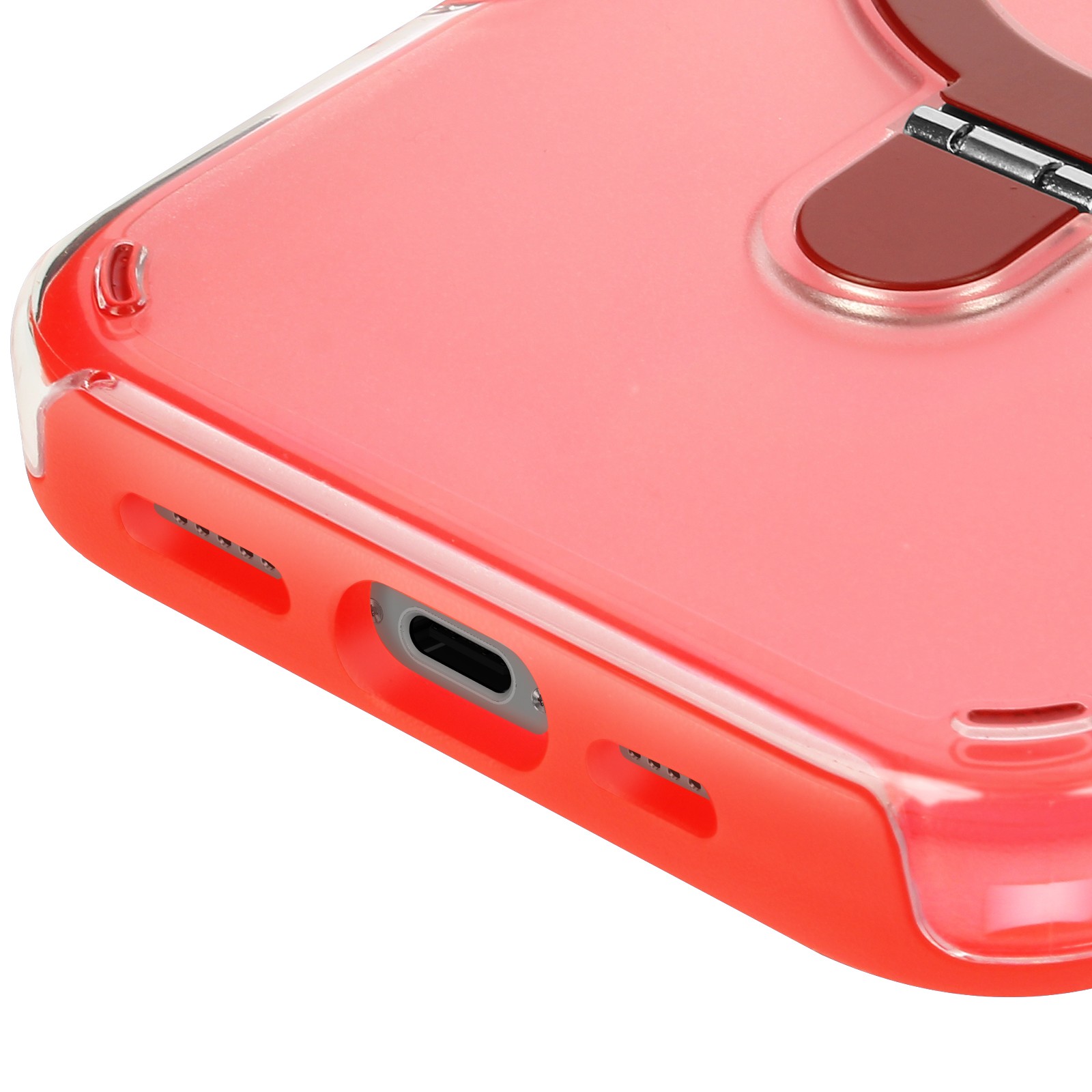 Coque antichoc iPhone 16 Pro Max rouge avec béquille de visionnage