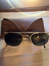 Vintage Ray-Ban Aviator Sunglasses Silver Green Lens w/Case Clean