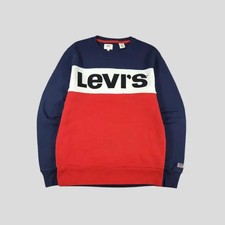 Levi's Navy White Red Colorblock Logo Old School Cotton Sweatshirt