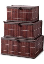 Set of  3 storage baskets Decorative Bamboo Containers Stackable Natural