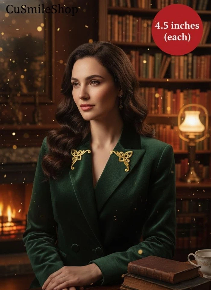 Golden Scrollwork Filigree Corner Pair Celtic Crown 4.5" Gold Embroidered Patch - Image 2 of 2