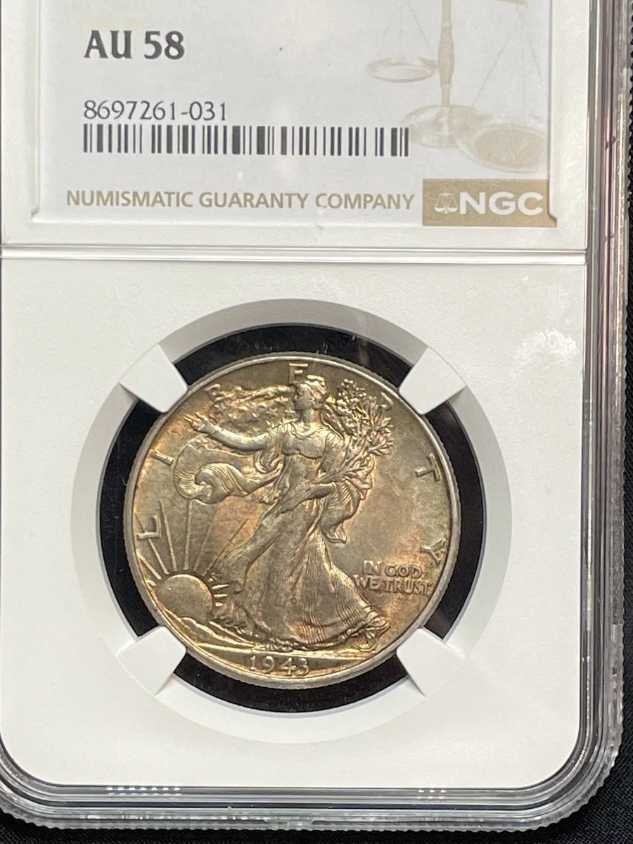AU 58 Graded 1943 Year Liberty Walking Half Dollars (1916-1947
