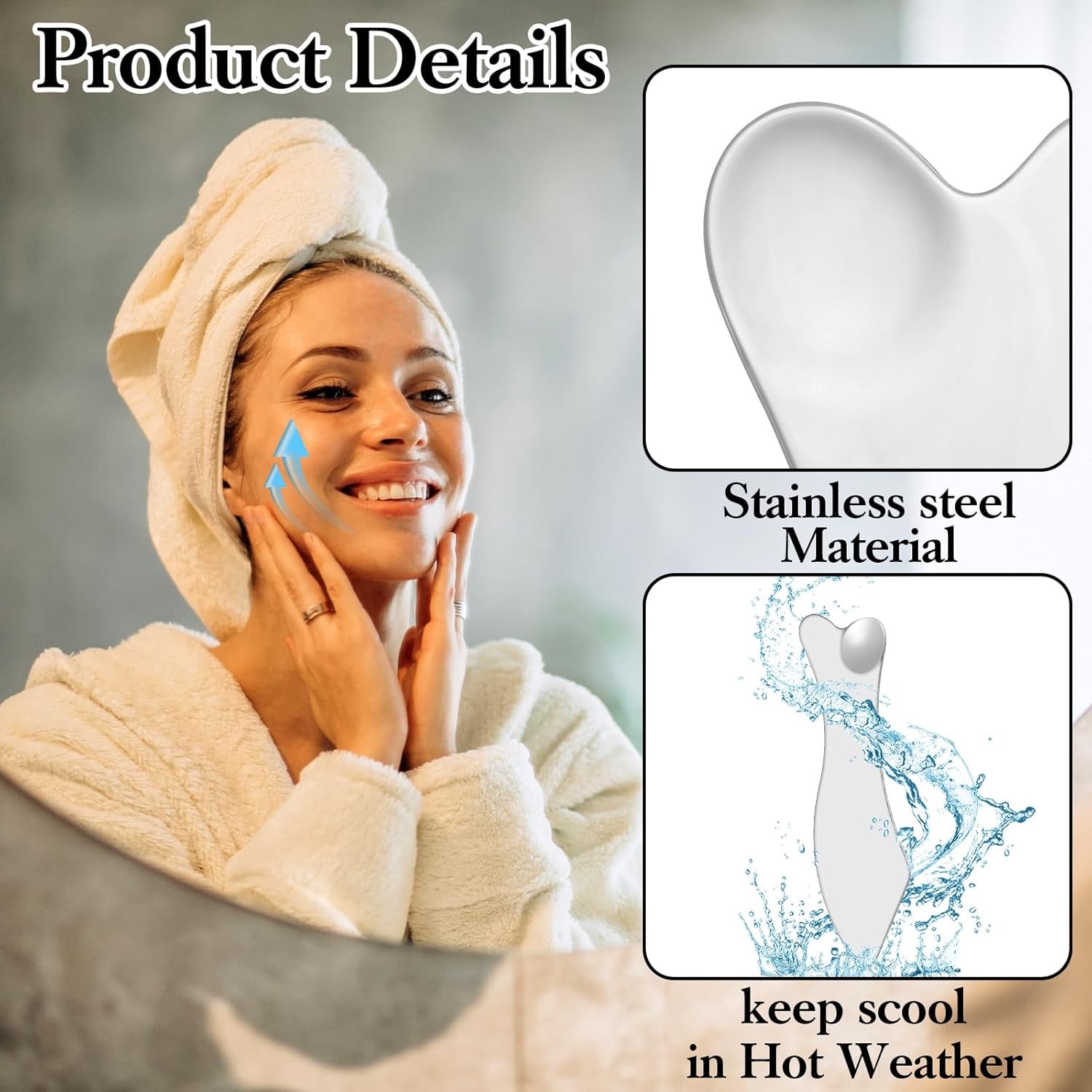 3 Stainless Steel Gua Sha Tools, Muscle Scraper and Gua Sha Facial Tools, Scrapi