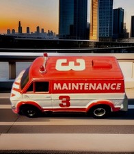 Tyco 3 Maintenance Dodge Slotless Van Lighted, Track Tested.