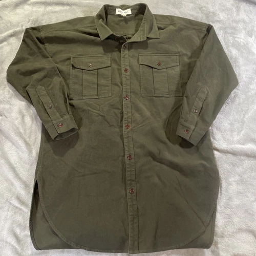 Alex Mill Flannel Shirt Mens S Army Green Cotton Long Sleeve Button Up Camping