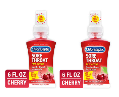 Chloraseptic Sore Throat Spray, Cherry Flavor, 6 fl oz pack of 2