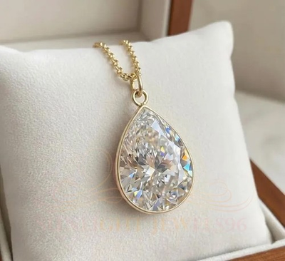 #ad Rare 30 Ct Certified Treated Pretty White Diamond Solitaire Pendant 925 Silver $390.00