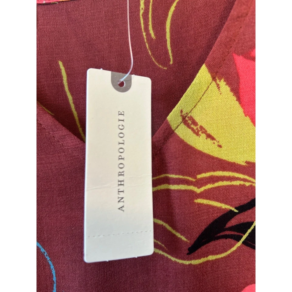 Maeve Anthropologie Size M Beth Dolman Floral Multicolor Blouse V-Neck - image 4 of 4