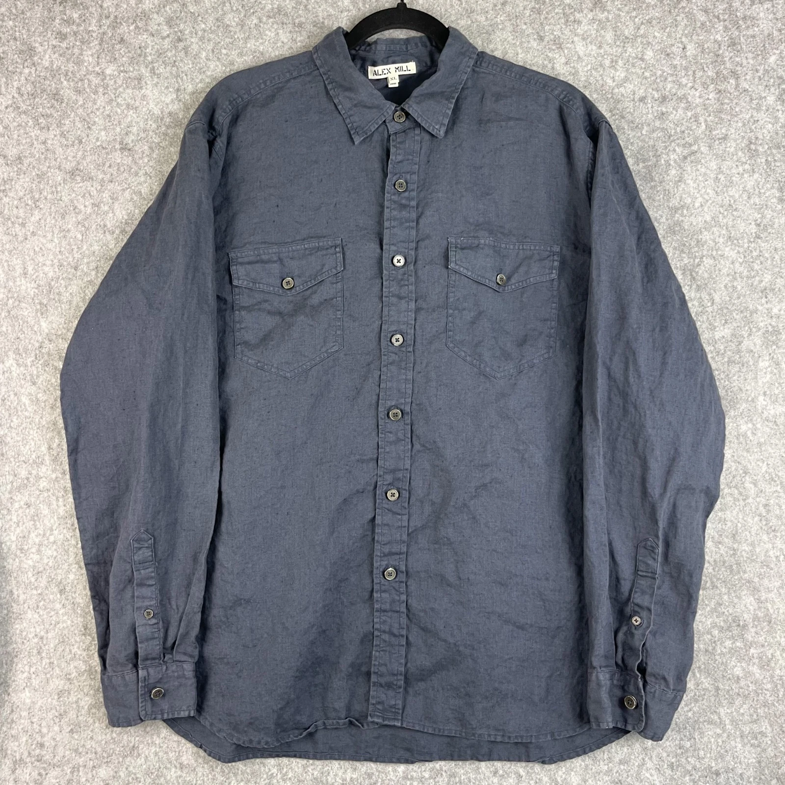Alex Mill 100% Linen Shirt Mens XL Blue Button Up Long Sleeve Casual