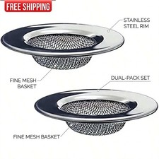 2Pcs Stainless Steel Bathtub Sink Strainers Hair Catcher Bathroom Drain Plug