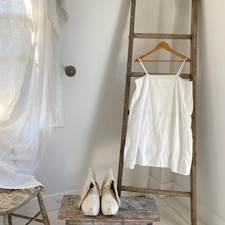 Natural cotton slip J monogram chemise shirt French nightgown monogram hand wov