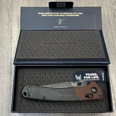 Benchmade Mini Crooked River 15085BK-04 Axis Lock Micarta Clip Point (PAP008338)