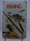 Fishing Tin Sign Vintage Wall Decor Cabin Lake Man Cave