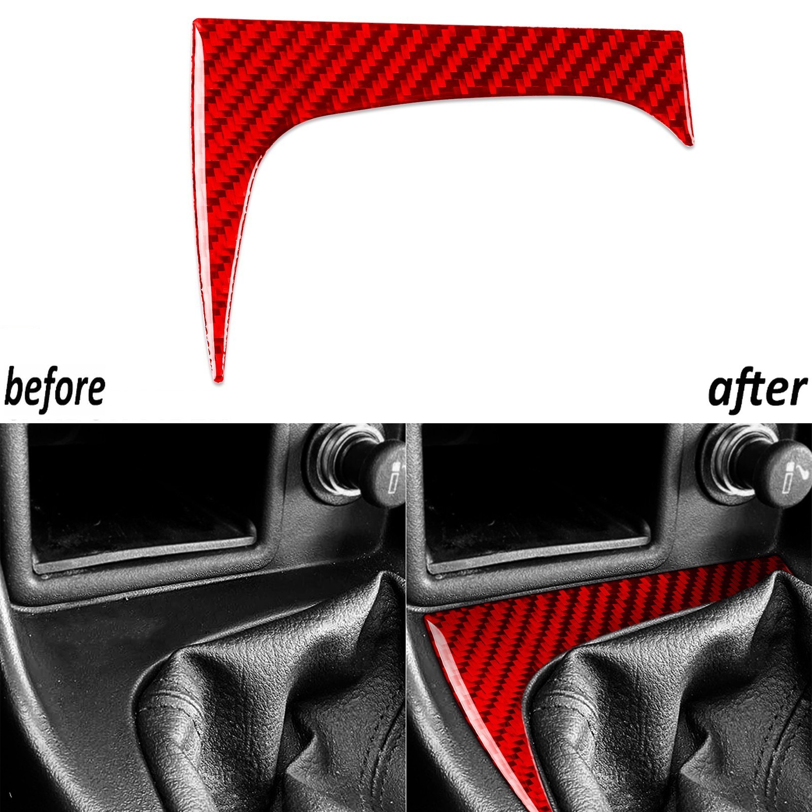 Red Carbon Fiber Console Gear Shift Panel Above Trim For Chevrolet Camaro 97-02