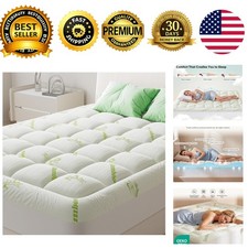 Ultra Soft Twin Mattress Topper Viscose Bamboo Pillow Top Cooling Green 6-18in